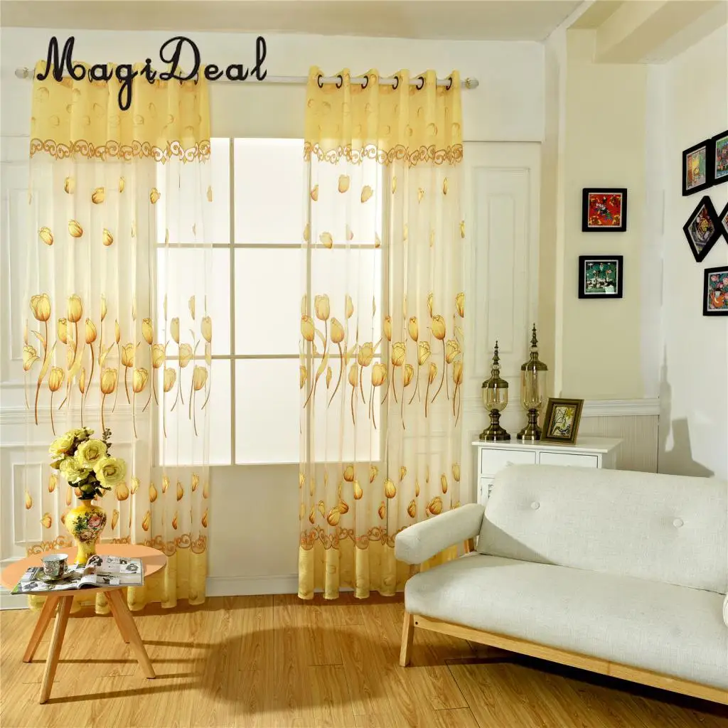 100*250cm Superior Curtain Embroidered Voile Sheer Curtain Drape with