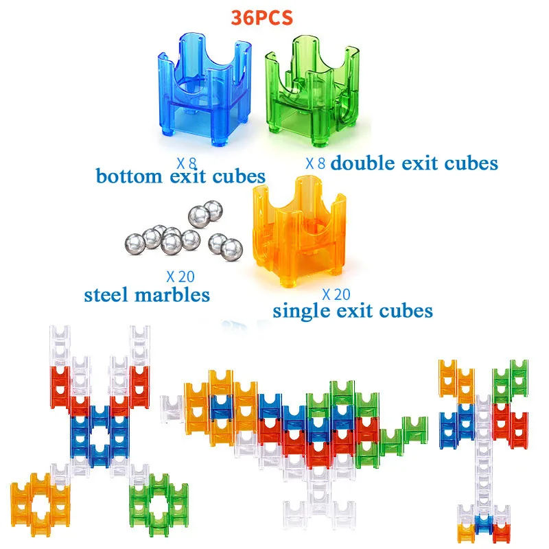 DIY строительный куб, шар, лабиринт, строительные хрустальные блоки, мраморный лабиринт, шарики, трек, поражают кубиками, развивающие игрушки для детей - Цвет: 36PCS