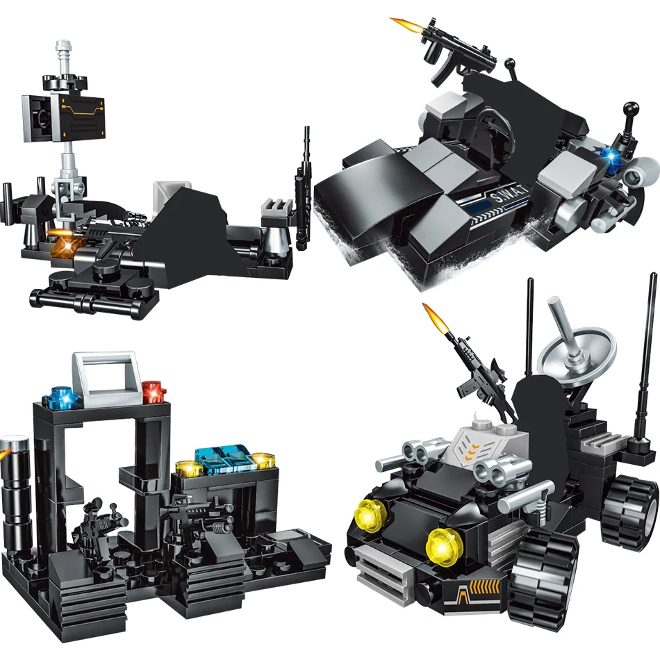 Delegacia de Polícia Cidade de Blocos de Construção Blocos de Brinquedo Educativo para Crianças para Meninos 715 Pcs da Compatíveis Legoingly Cidade Swat Caminhão Crianças 10 compatível legoingly cidade swat equipe caminhão blocos