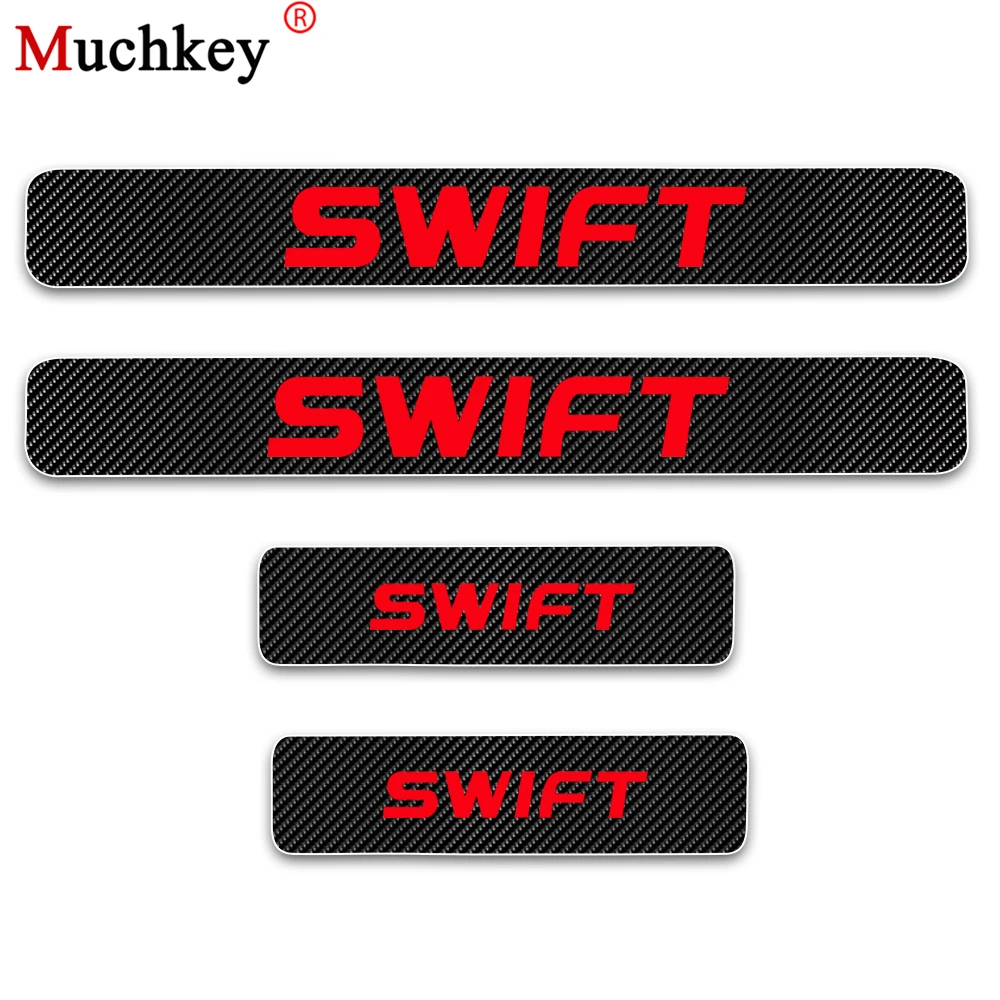 

Car Door Sill Protector Scuff For Suzuki Swift 4D Carbon Fiber Vinyl Sticker Door sill guard Interior Car Accessories 4Pcs
