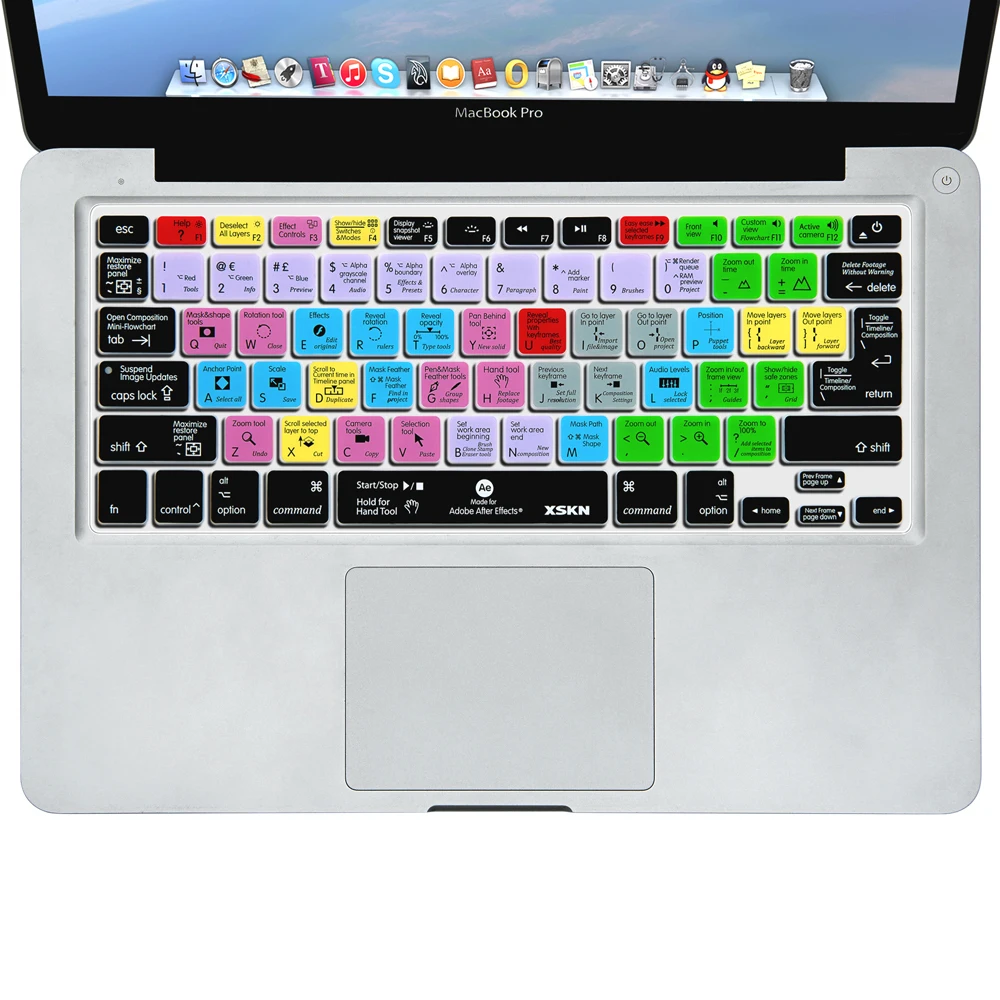 US/&EU Layout XSKN Avid Pro Tools Shortcut Design English Functional Hotkeys Silicone Keyboard Skin Cover for New MacBook Pro 13 A1708 and Macbook 12 A1534