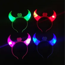 Светодиодный светильник в виде рога дьявола, повязка на голову, мигающий рог, украшение на Хэллоуин, рождественскую вечеринку, реквизит для концерта, Ночной светильник, подарки на день Святого Валентина