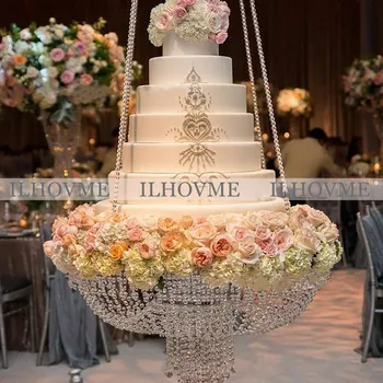 

Luxury Hanging Cake Rack Wedding Cake Stand Transparent Crystal Beads Acrylic Main Table Decoration 40CM / 45CM / 60CM Diameter