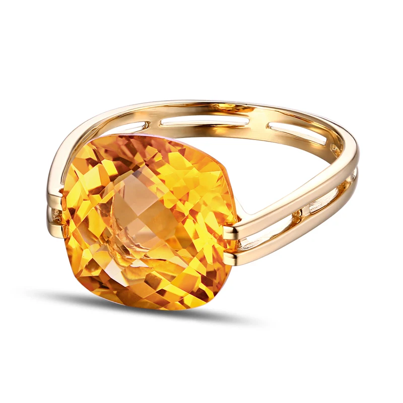 CaiMao 10KT/417 Yellow Gold 6.41ct Natural Citrine Engagement Ring Jewelry