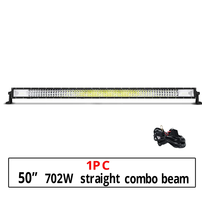 Partol 4 7 12 20 22 21 23; большие размеры 34-42 50 дюймов светодиодный светильник бар для Turcks 3-рядная прямые изогнутые светодиодный бар 12v 24v 6000K для внедорожник ATV - Цвет: 50inch 702w straight