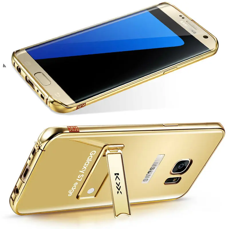 imágenes para REFUNNEY Soporte Hebilla Tipo Espejo de la Galjanoplastia de Lujo del Metal de Aluminio Caso de Parachoques para Samsung Galaxy S7 Teléfono Capinha Coque Cubierta Borde imágenes para REFUNNEY Soporte Hebilla Tipo Espejo de la Galjanoplastia de Lujo del Metal de Aluminio Caso de Parachoques para Samsung Galaxy S7 Teléfono Capinha Coque Cubierta Borde