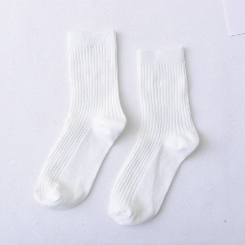 Женские брендовые Базовые носки, носки на каждый день, одноцветные трикотажные хлопковые повседневные носки для девочек, высококачественные весенние носки, Calcetines - Цвет: Белый