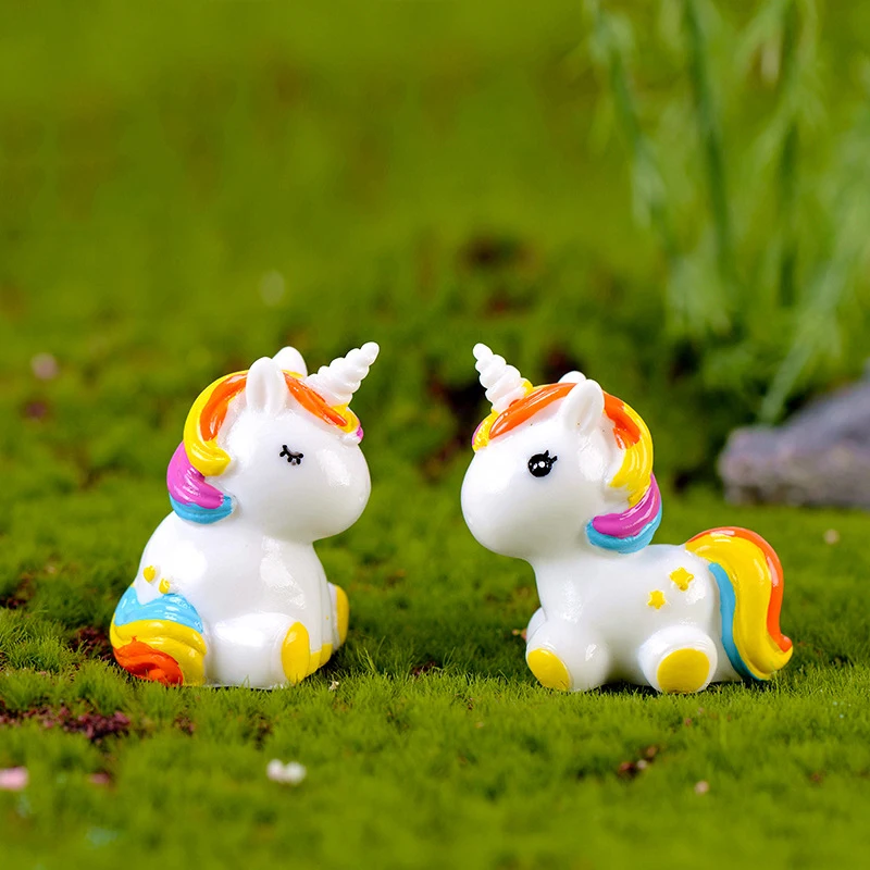 1 Pcs Colorful Rainbow Unicorn Animal Miniature Garden Accessories Modern Stand Table Pop Figurines Fairy | Дом и сад