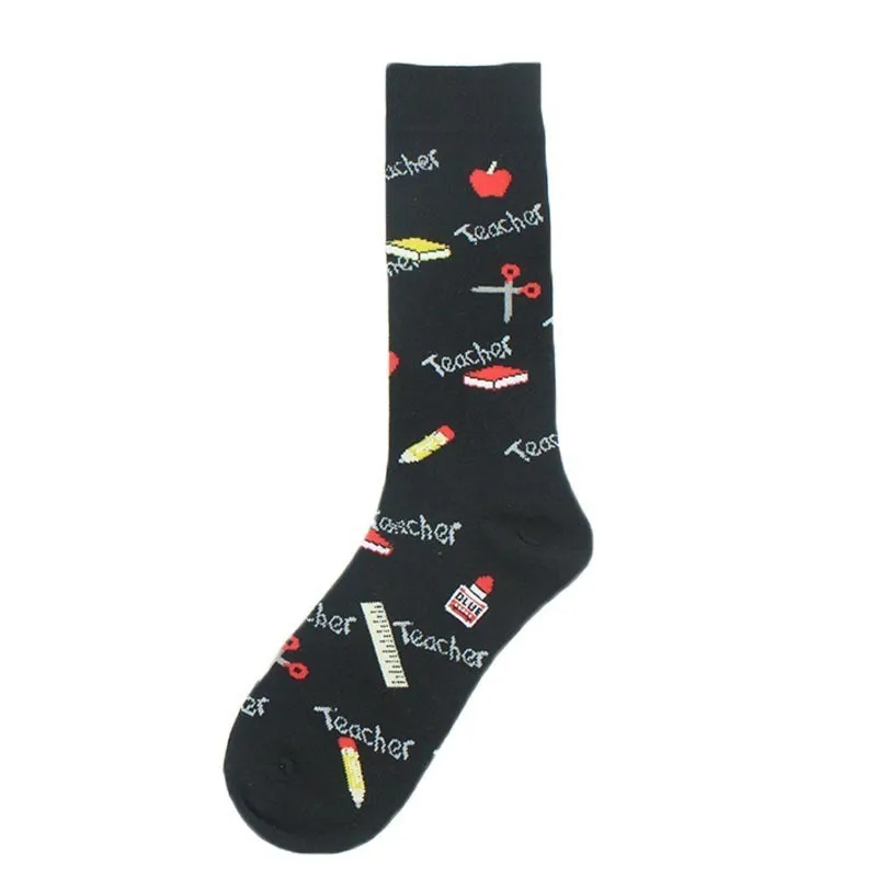 CHAOZHU/счастливые носки; забавные носки с юмором из мультфильма; спортивные носки унисекс; Молодежные носки для скейтборда и велосипеда; модные длинные носки для мужчин и женщин - Цвет: teacher
