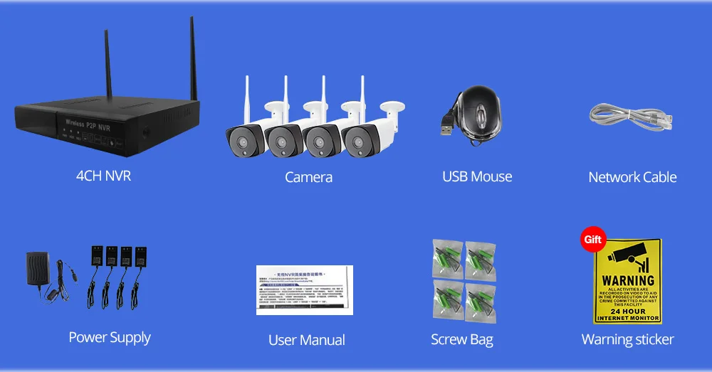 Система видеонаблюдения Wheezan 1080P wifi NVR 4CH аудио камера безопасности комплект Открытый P2P Danale 1 ТБ HDD IP Cam домашний комплект наблюдения