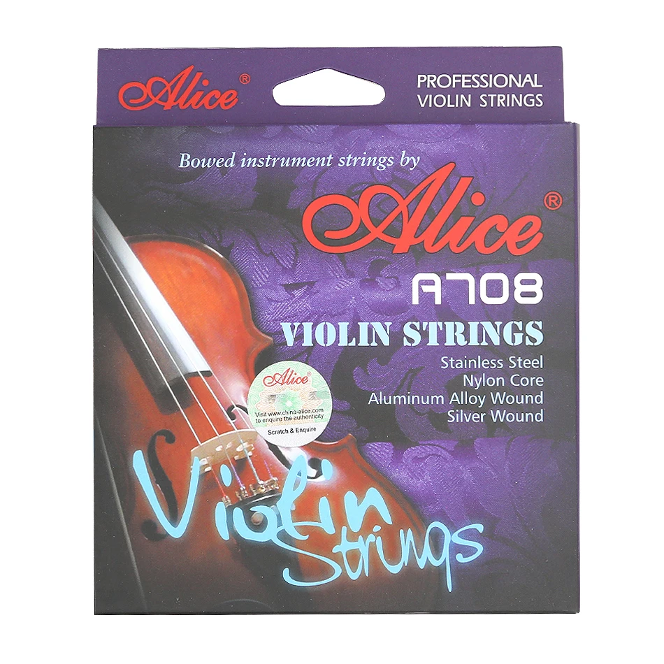 Alice High End A708 Violin Strings A FULL Set Stainless Steel Nylon