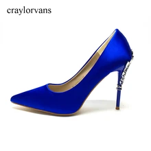 Brand Womens Shoes High Heels Women Pumps Heels Blue Shoes Woman Pumps Sexy Pointed Toe High Heels Wedding Shoes 2017 New