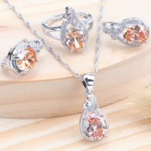 Цирконий Серебро 925 Свадебные Ювелирные наборы детские свадебные украшения, серьги, кольца, ожерелье, кулон набор для женщин аксессуары