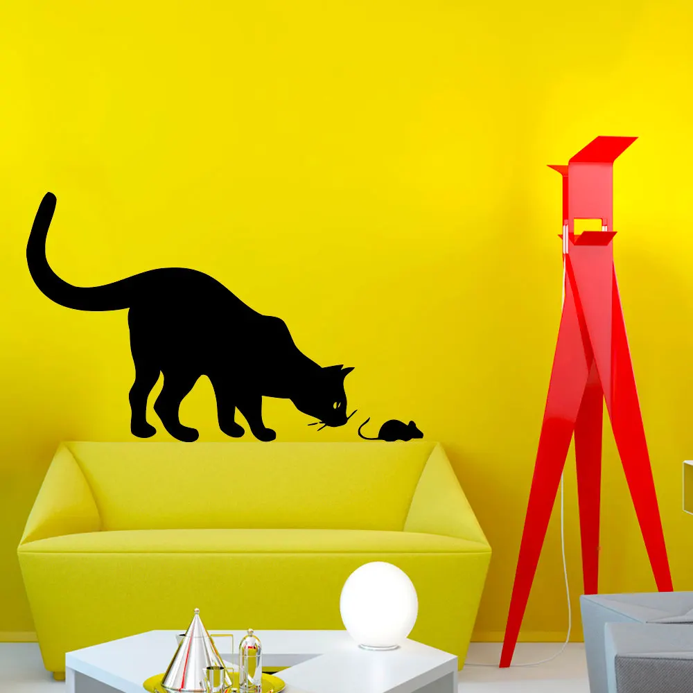 Huge Cat And Small Mouse Silhouette Wall Decal Home Funny Nursery Badroom Decor Wall Sticker Vinyl Cute Wall Murals Wm-082 Huge Cat And Small Mouse Silhouette Wall Decal Home Funny Nursery Badroom Decor Wall Sticker Vinyl Cute Wall Murals Wm-082