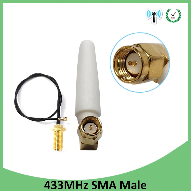 

5pcs 433MHz Antenna 2.5dbi SMA Male Connector folding 433 mhz antena directional antenne + 21cm RP-SMA/u.FL Pigtail Cable