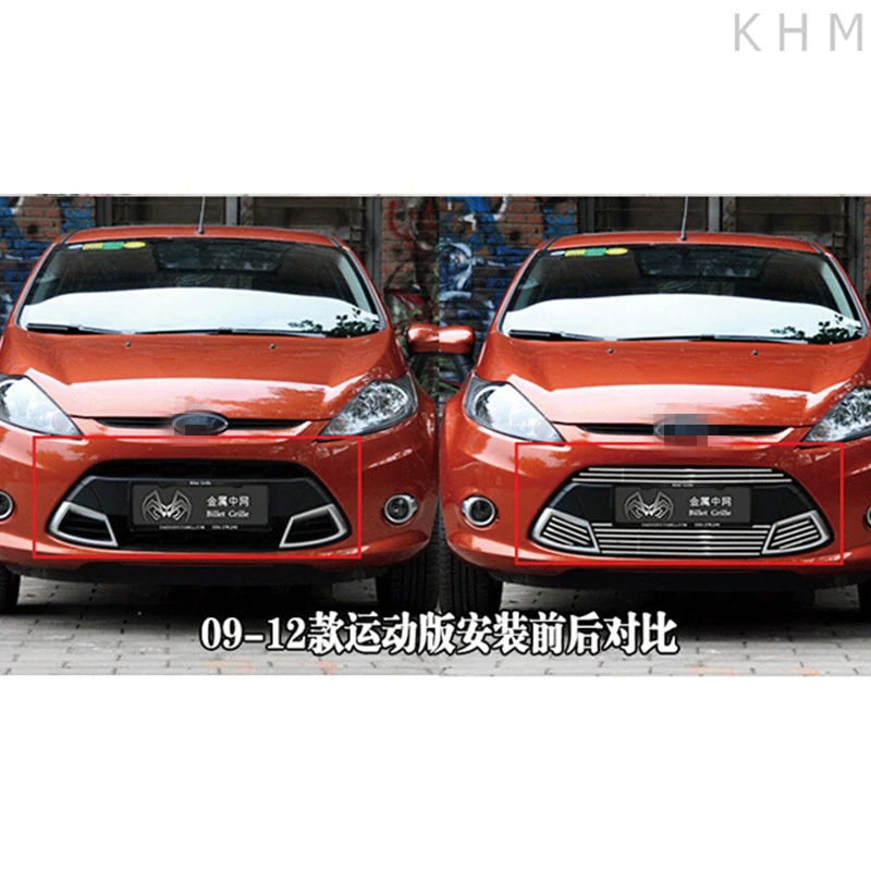 Для Ford Fiesta 2009 2010 2011 2012 5dr Hatchbac Спортивная Высококачественная передняя решетка из нержавеющей стали вокруг отделки гоночных Грилей