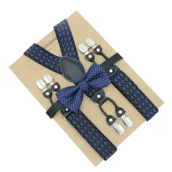 6 зажимы для мужчин Y-shape жаккардовые сетки Подтяжки Эластичный регулируемый плед подтяжки галстук бабочка набор крафт бумага пакет