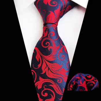 

SKng High Quality Blue Tie Set for Men Floral Tie & Pocket Square Paisley Pattern Necktie Corbatas Hombre Handkerchief Wedding