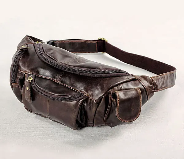 Vintage bags real genuine leather cowhide men waist pack pouch for men leather waist bag travle