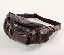 Vintage bags real genuine leather cowhide men waist pack pouch for men leather waist bag travle belt wallets #VP-J7144