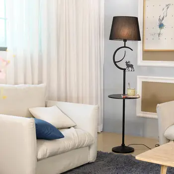 

Modern Floor Lamp For Living Room Loft Standing Light Fixtrue White Fabric Lampshade Decor Home Lighting Black Iron E27 110-240V