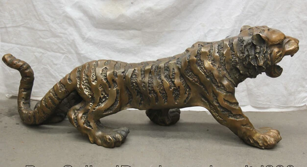 

JP S0524 30" Chinese Copper Folk Animal Fengshui Zodiac Year Tiger Statue Sculpture