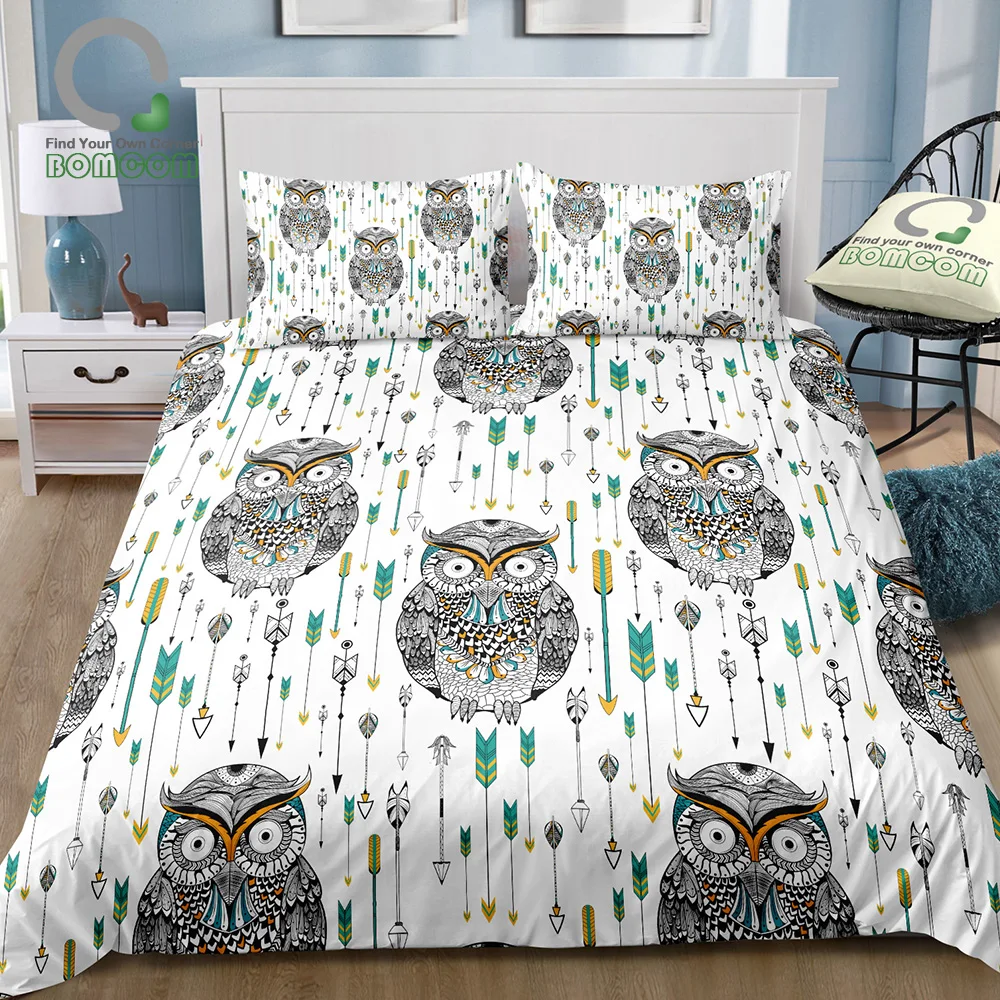 

BOMCOM 3D Digital Printing Ethnic Patterned Eagle Owl Tribal BOHO Style Duvet Cover Sets 100% Microfiber a Variety o