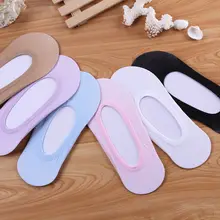 Женская мода Конфеты Цвет Невидимый Low Cut Мягкие Натяжные Каблуки Loafer Лодка Носок