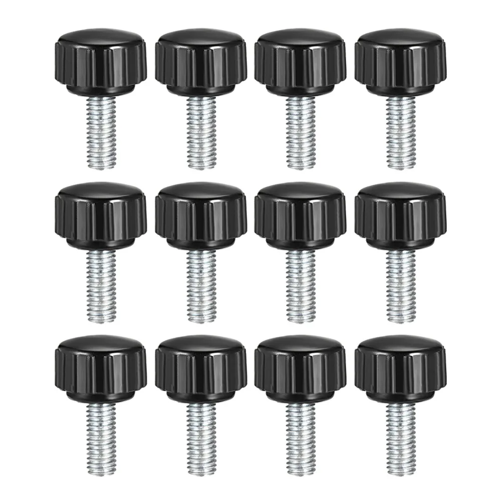 

Uxcell New Arrival 12pcs/set M4 M5 M6 Straight Round Head Male Thread Knurled Clamping Nut Knob Locking Knob Grip Thumb Black