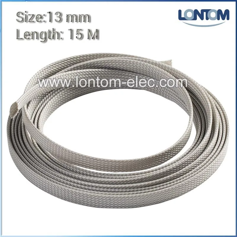 13mm 15M Gray PET Nylon Braided Expandable Sleeving Computer Cable
