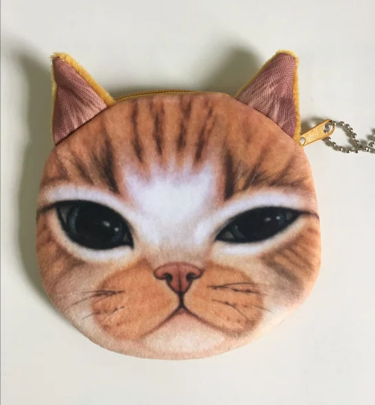 Супер милая сумка для монет с объемными животными-кошками, 10 см, плюшевые сумки для монет с собаками, кошелек, маленькая сумочка; bolsa de moeda monedero gato