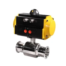 3/4 дюймов Санитарно Пневматические два способа шаровой клапан пружинный возврат три зажима соединение из нержавеющей стали 304