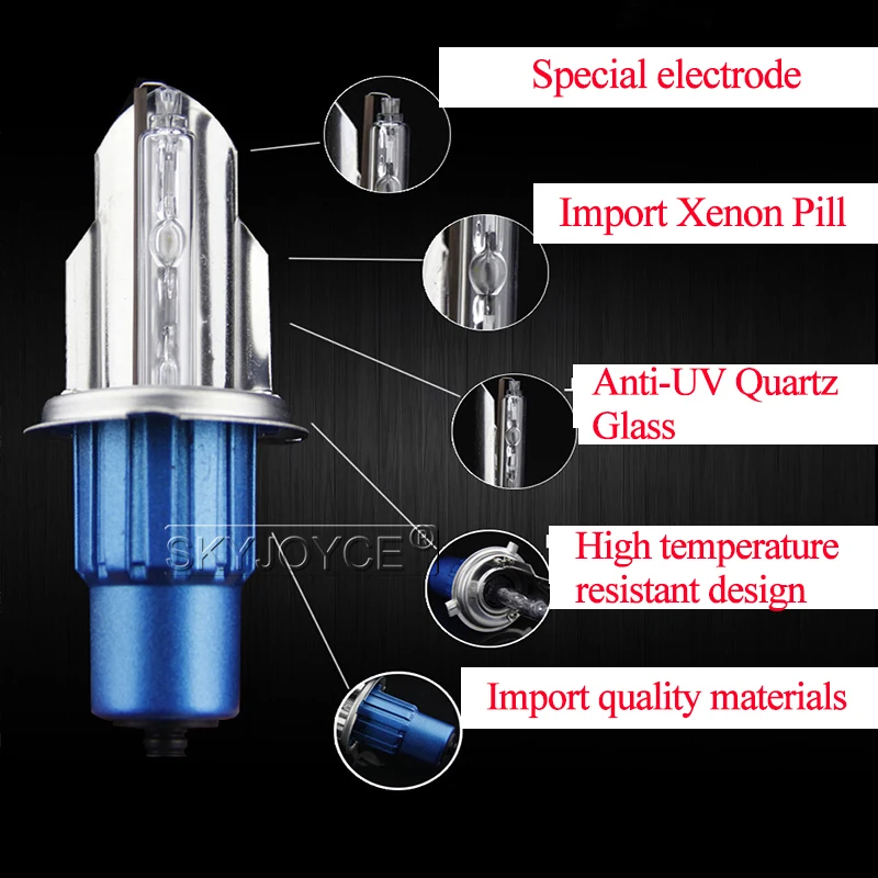 SKYJOYCE High Brightness 5500K Xenon H4 Bixenon HID Bulb 35W 55W Car Headlight H4 High Low Beam Swing Bulb For H4 Xenon HID Kit (7)