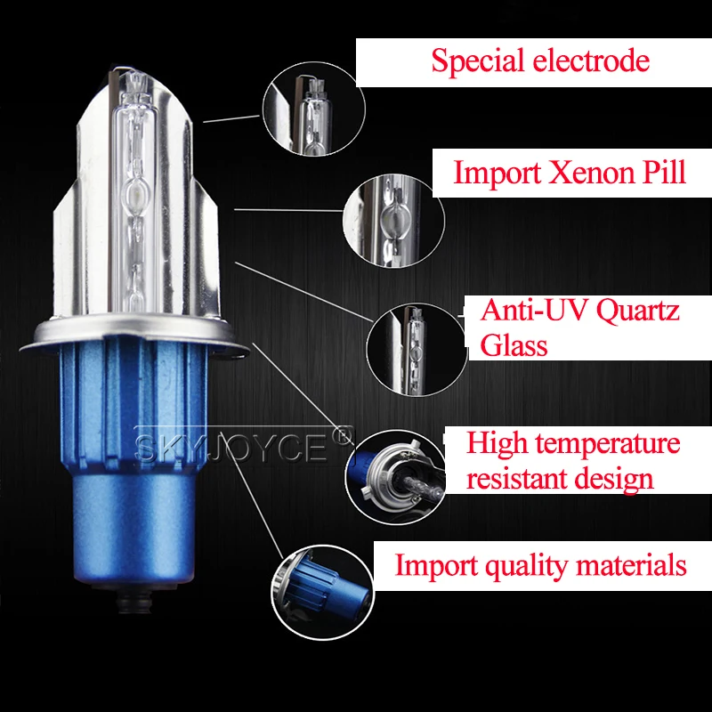SKYJOYCE высокая яркость 5500 к Ксенон H4 Биксенон HID лампы 35 Вт 55 Вт Автомобильная фара H4 Высокий Низкий Луч качели лампы для H4 ксенон HID комплект