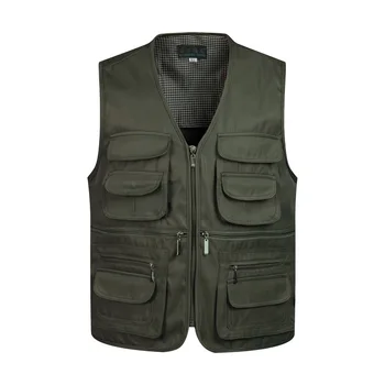 

Men Multi-Pocket Classic Waistcoat Work Vest Photographer Tactical Masculino Jacket Male Sleeveless Unloading Solid Coat