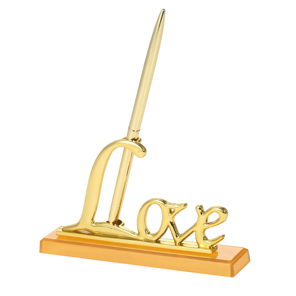 1 шт., золотой держатель для ручек, вечерние свадебные ручки с держателем "Love", свадебные украшения, набор ручек, принадлежности для гостевой книги