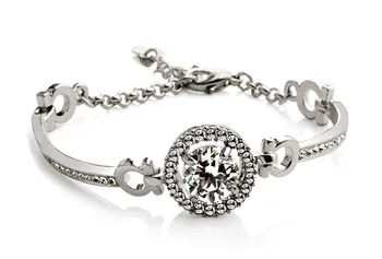 

The White Gold Color AAA+ Grade Cubic Zirconia Charm Bracelet For Women Jewelry
