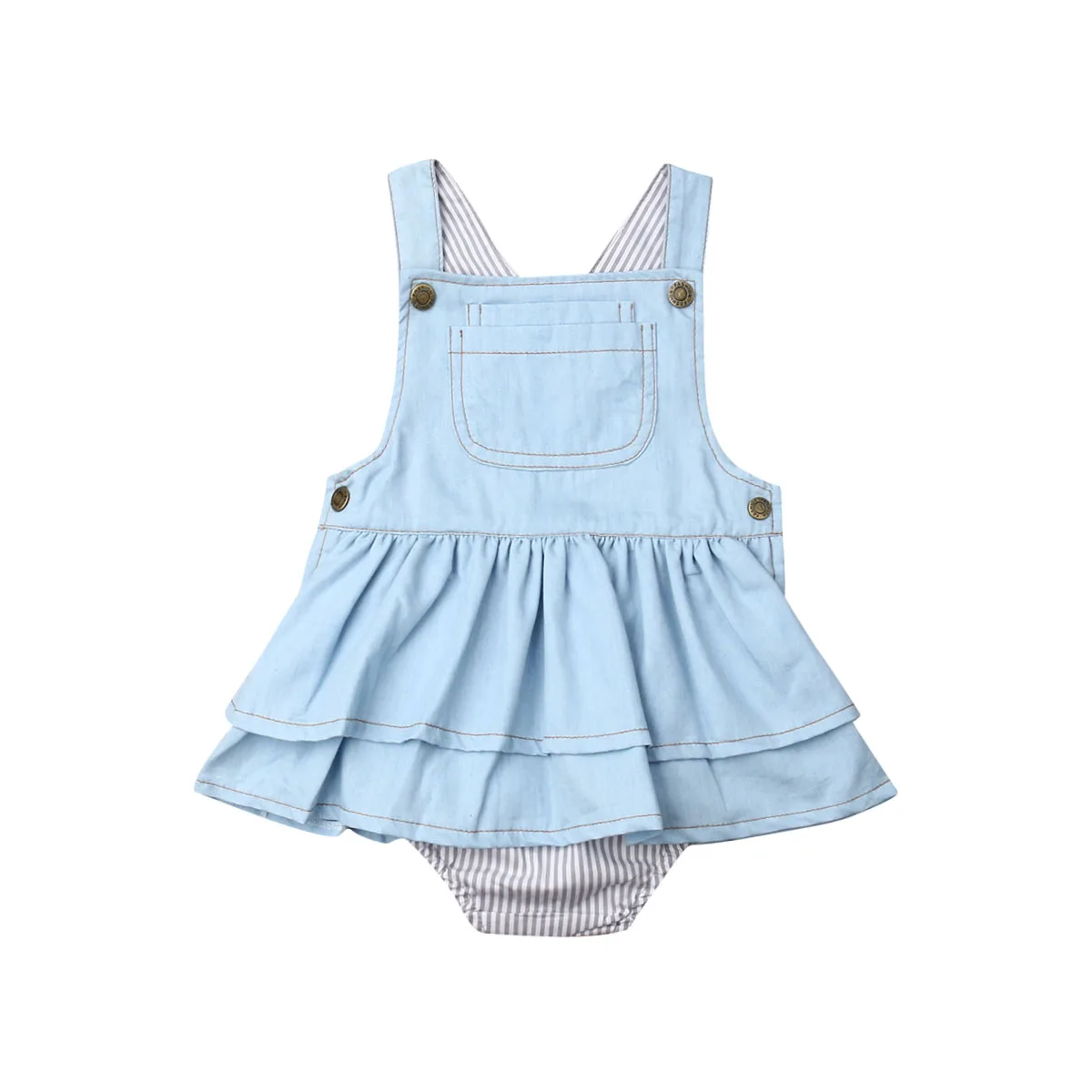 

6M-4T Toddler Kids Baby Girls Summer Suspender Denim Jumpsuit Bodysuit Dress