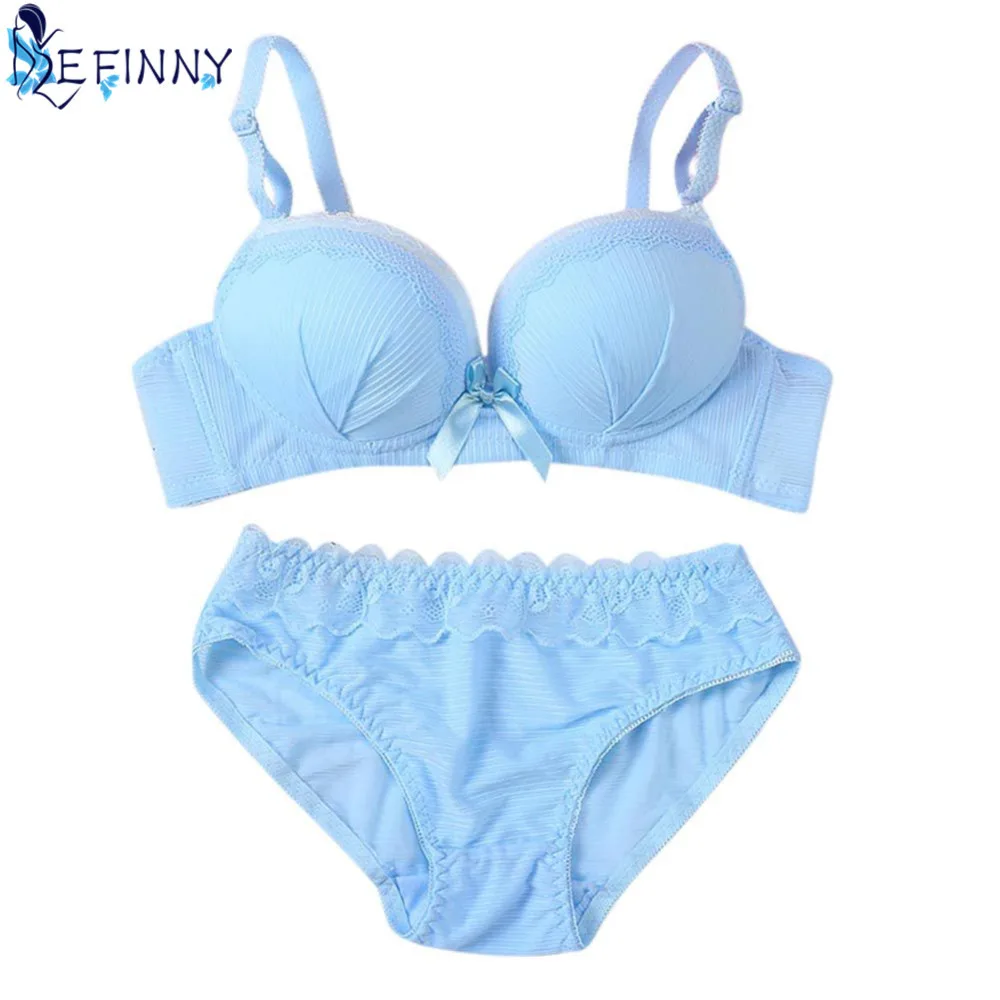

2018 Newest Japanese Style Women Lace Student Girl Bra Set Little Fresh Comfortable Gather Adjustable Underwear Solid Lingerie