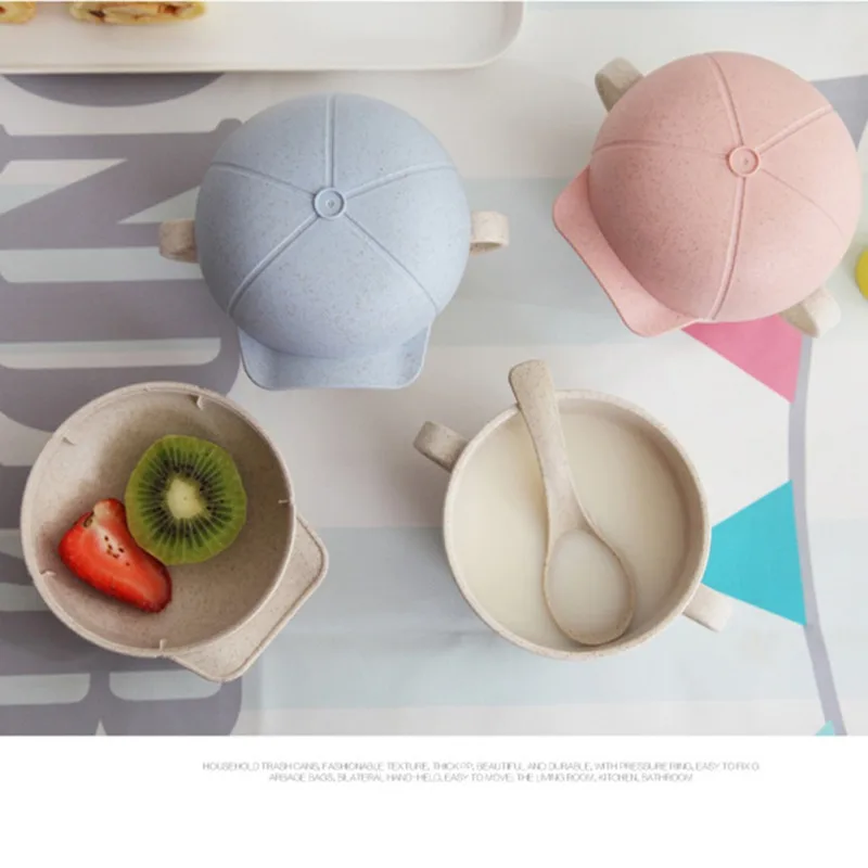 2pcs/set Wheat Straw Bowl Children Cartoon Tableware Set Baby Dinner Plate Baby Training Bowl Spoon for Kids 2pcs/set Wheat Straw Bowl Children Cartoon Tableware Set Baby Dinner Plate Baby Training Bowl Spoon for Kids