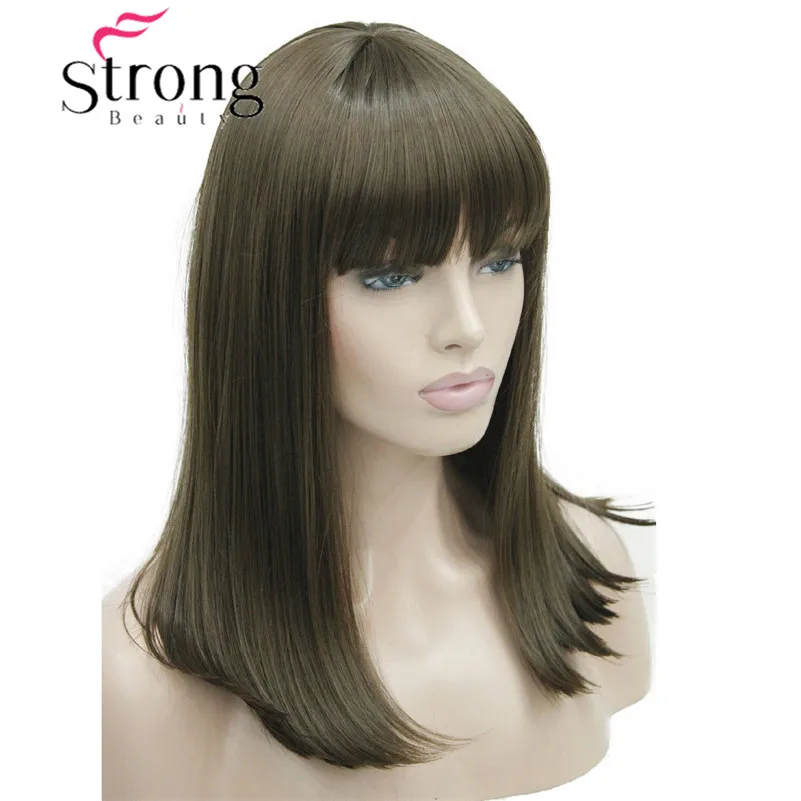 L-5339+15 #10 New heat resistant light brown dot skin top straight under shoulder bangs wig (3)