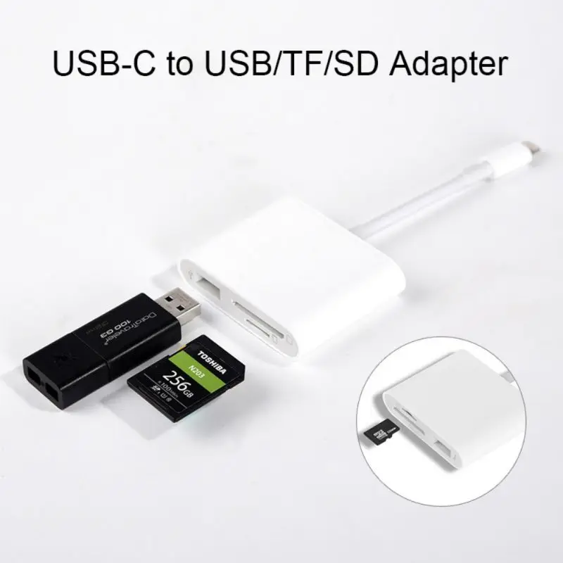 3-в-1 USB-C кард-ридер OD 3,0 ПВХ USB адаптер OTG Тип-C Телефон ноутбука Компьютерные аксессуары для TF защищенная цифровая карты памяти