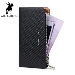 Williampolo натуральная кожа мужские бумажник на молнии Роскошные Длинный кошелек marvel дизайнер кошелек известные бренды мужской кошелек
