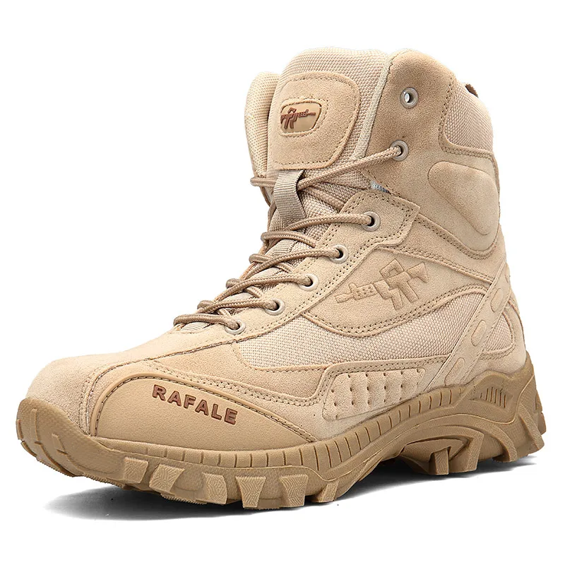 Мужские ботинки для скалолазания MANLI, походные военные ботинки, качественный Тактический пустынный военный ботильоны, кожаная Армейская Обувь - Цвет: Sand color