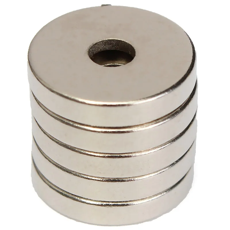 5Pcs Countersunk Ring Hole 4MM Round 15MMx3MM Neodymium Rare