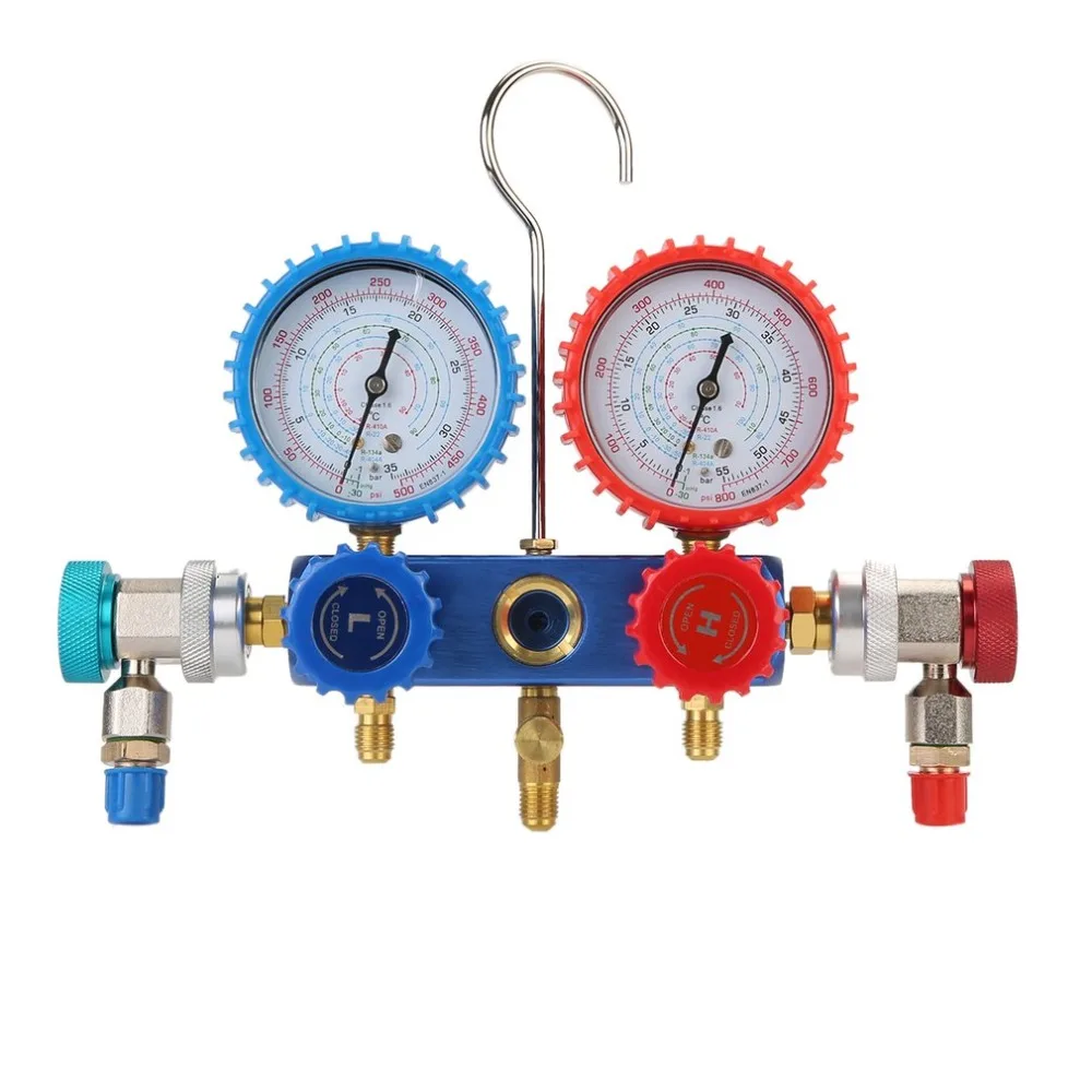 

Air Conditioning AC Diagnostic High Low Pressure Manifold Gauge Refrigerant Tool Set R-134A With Carry Box Tool Parts