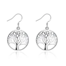 free shipping Marked , hot silver plated women Lady retro tree of Life wedding Party earring jewelry best gift E738