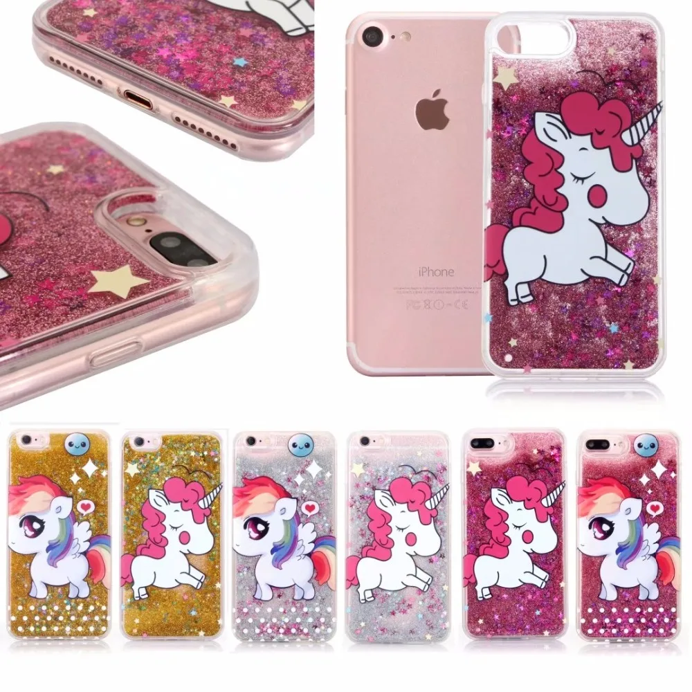 Lovery Phone Case For iPhone 6S Cover Unicorn Pattern Soft TPU Glitter 3D Liquid Star Quicksand 6 S |