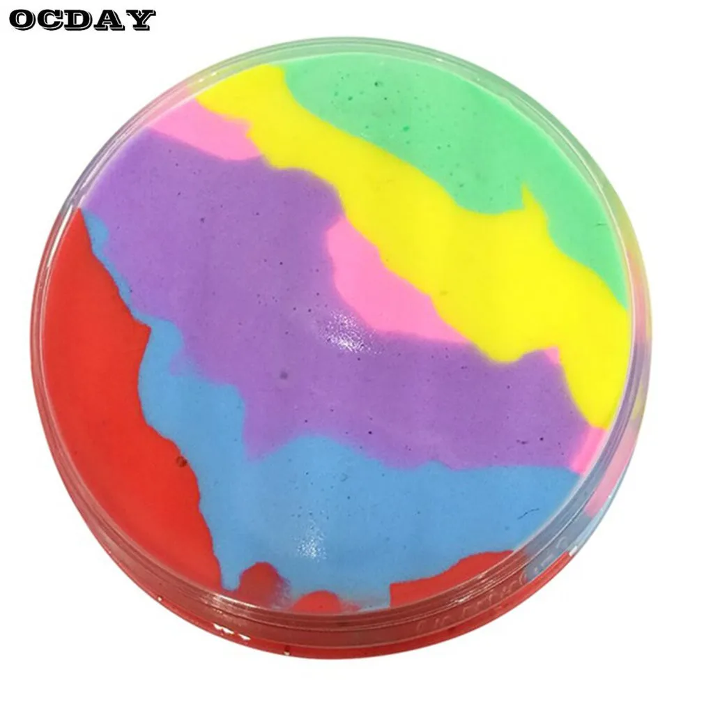 

6 Color Rainbow DIY Fluffy Slime Plasticine Toys antistress Light Clay Air Dry Soft Playdough Creative Handgum Toys For Kids