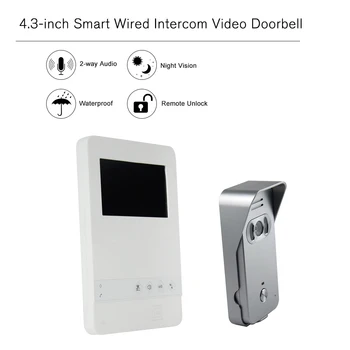 

4.3-inch LCD Screen Monitor Video Door Viewer Door Bell IR Night Vision Camera Door Bell Video Intercom Monitor Kit for Home